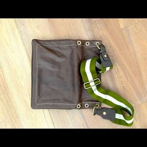 Bally purse in brown leather with colorful stripe